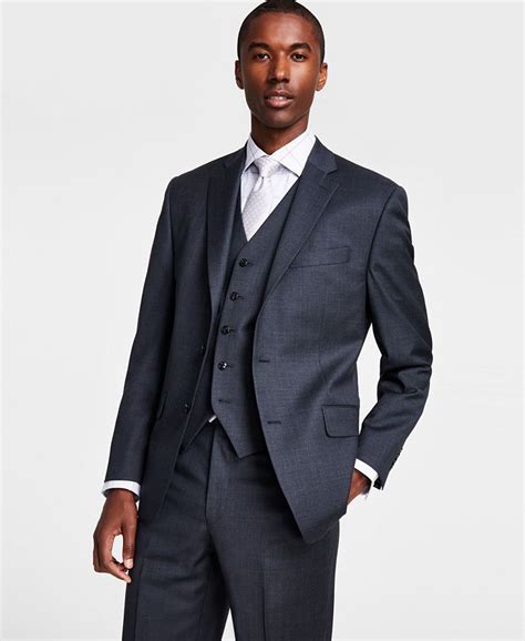 michael kors mens classic fit black solid suit|Michael Kors men's overcoat macy's.